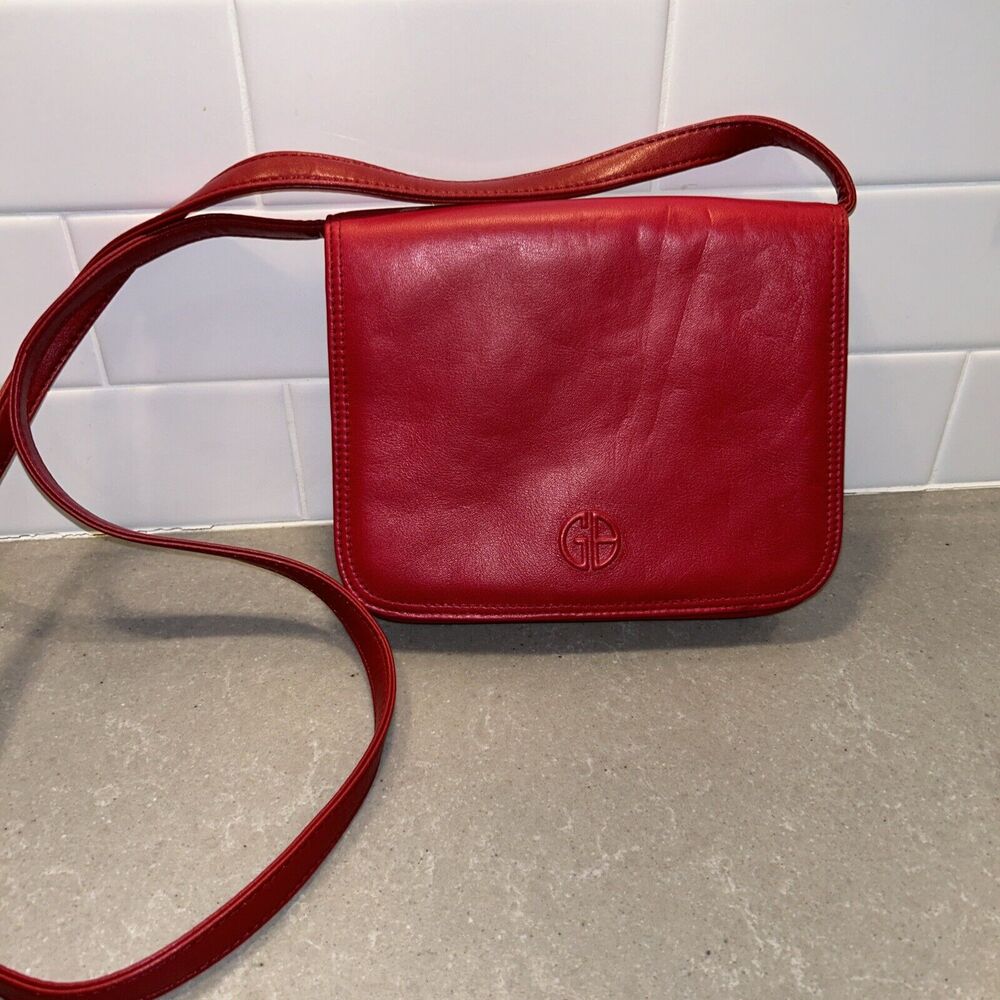 EUC Giani Bernini Red Pebble Leather Crossbody Handbag‎ Purse